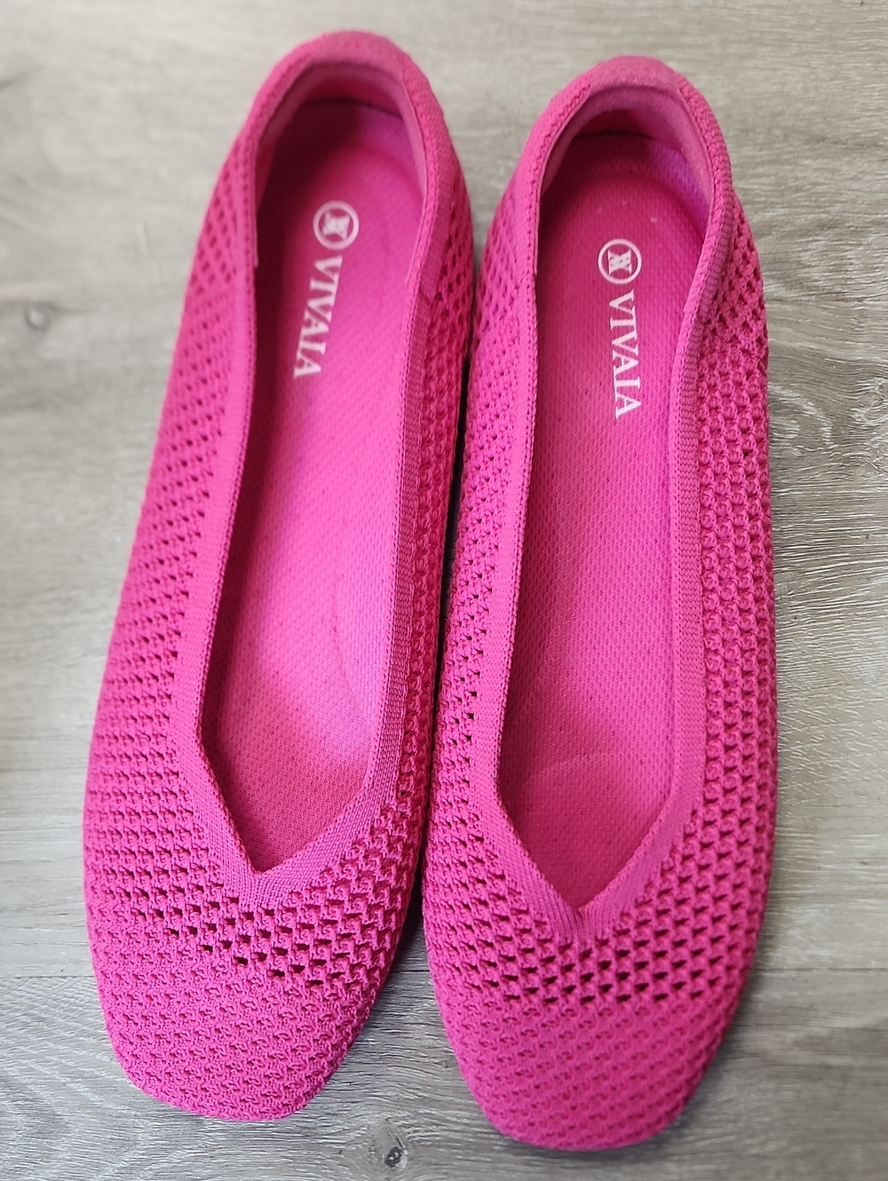 VIVAIA Women's Hot Pink Knit Ballet Flats - Slip-On Comfort
